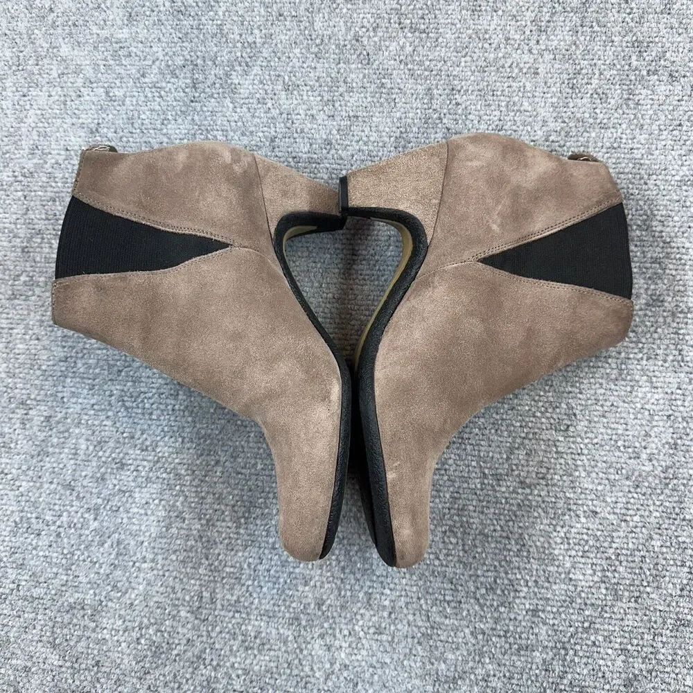 Sam Edelman Morillo Ankle Booties Womens 8 Brown Suede Block Heel Zip READ